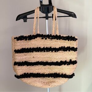 Stylish Black and Tan Woven Tote Bag